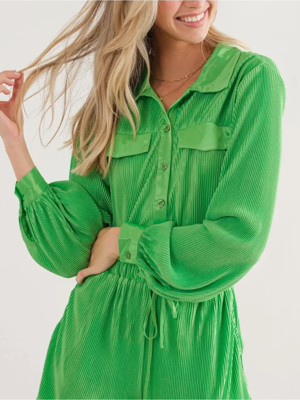 Kelly Green Long-Sleeved Romper